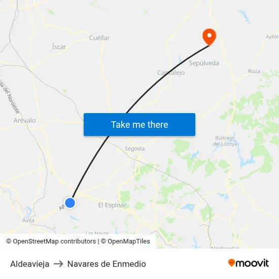 Aldeavieja to Navares de Enmedio map