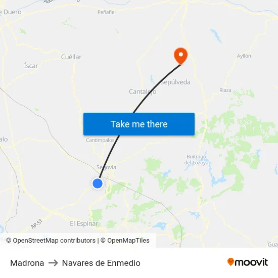 Madrona to Navares de Enmedio map