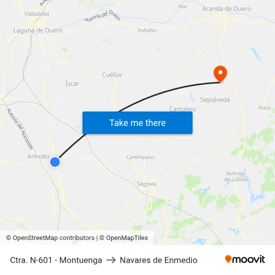 Ctra. N-601 - Montuenga to Navares de Enmedio map
