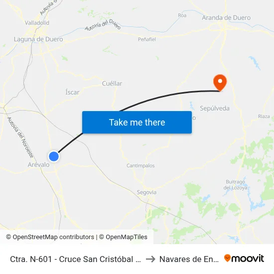 Ctra. N-601 - Cruce San Cristóbal De La Vega to Navares de Enmedio map