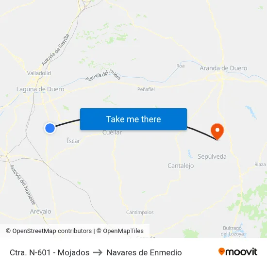 Ctra. N-601 - Mojados to Navares de Enmedio map
