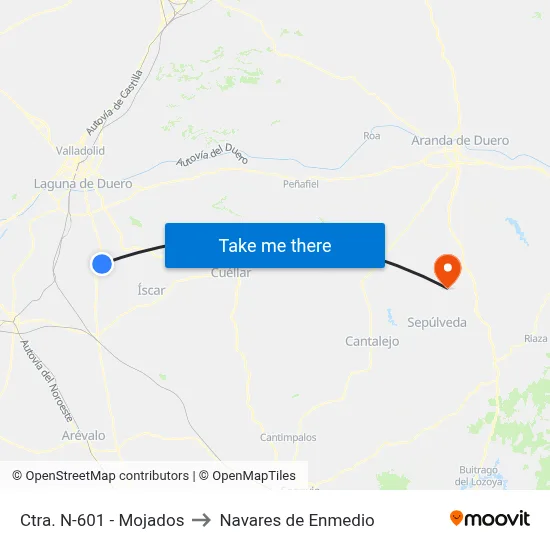 Ctra. N-601 - Mojados to Navares de Enmedio map