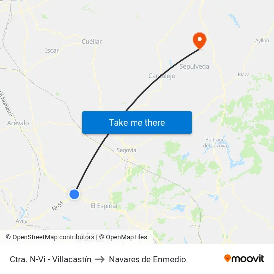Ctra. N-Vi - Villacastín to Navares de Enmedio map