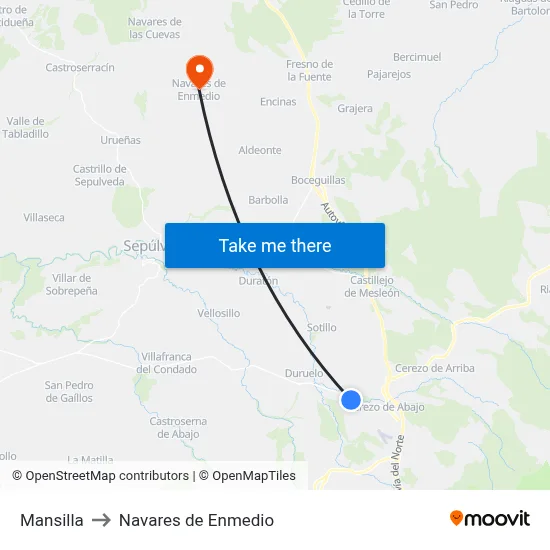 Mansilla to Navares de Enmedio map