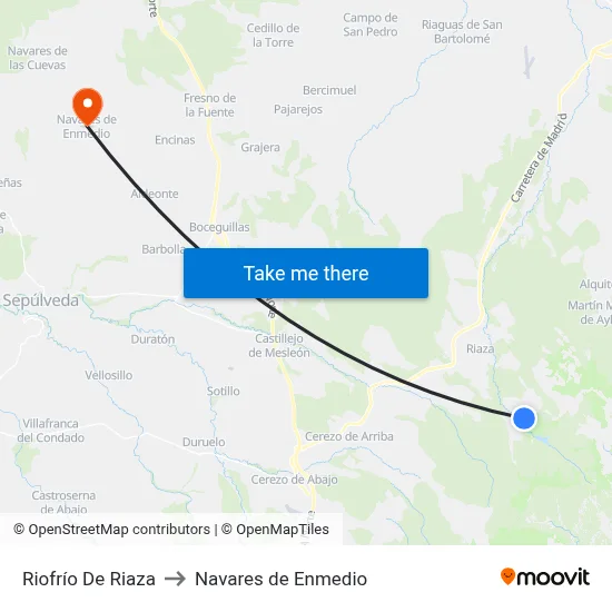 Riofrío De Riaza to Navares de Enmedio map