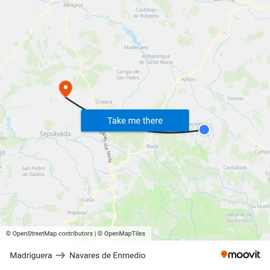 Madriguera to Navares de Enmedio map