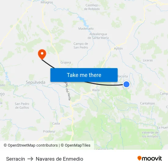 Serracín to Navares de Enmedio map