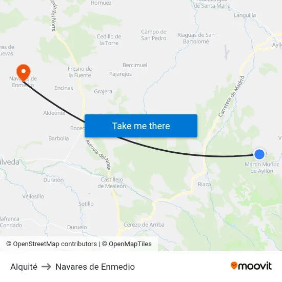 Alquité to Navares de Enmedio map