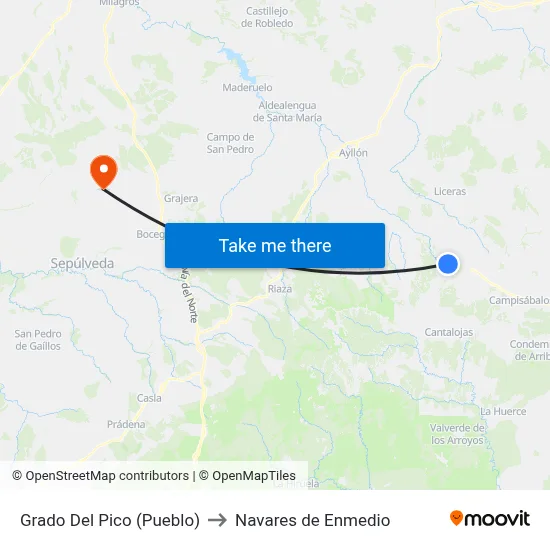 Grado Del Pico (Pueblo) to Navares de Enmedio map