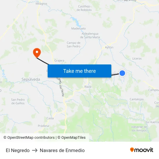El Negredo to Navares de Enmedio map