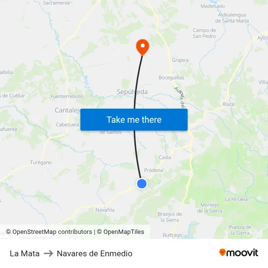 La Mata to Navares de Enmedio map
