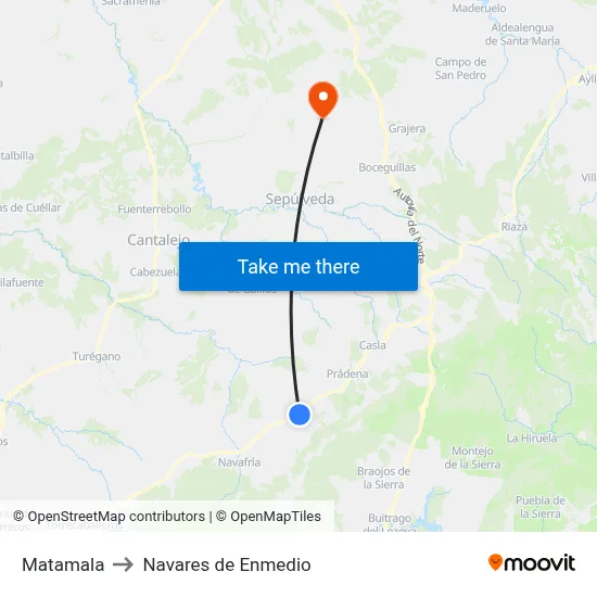 Matamala to Navares de Enmedio map