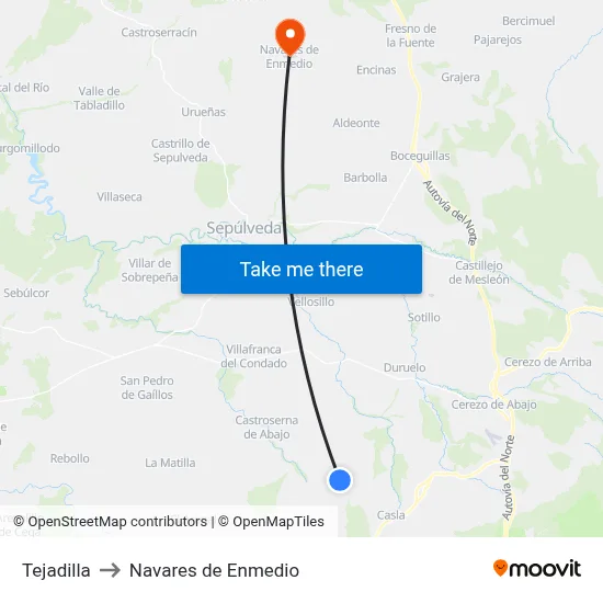 Tejadilla to Navares de Enmedio map