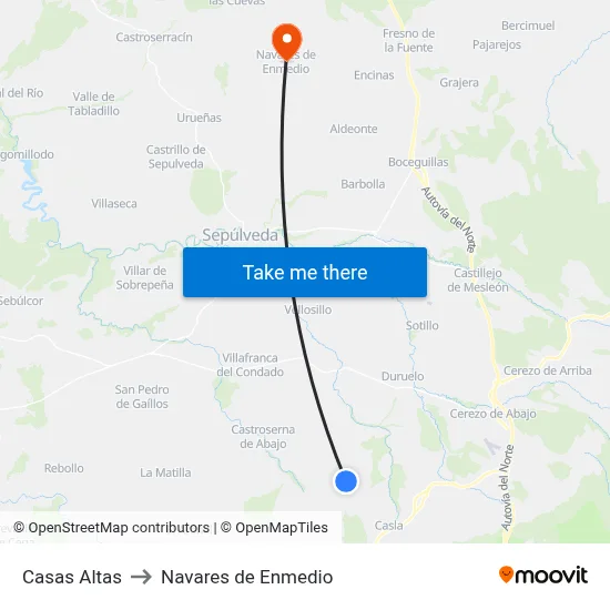 Casas Altas to Navares de Enmedio map