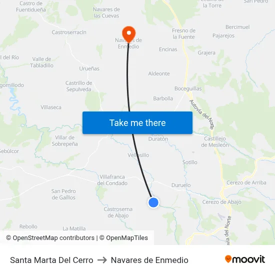 Santa Marta Del Cerro to Navares de Enmedio map