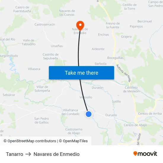 Tanarro to Navares de Enmedio map