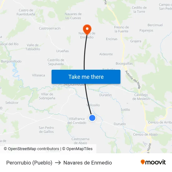 Perorrubio (Pueblo) to Navares de Enmedio map