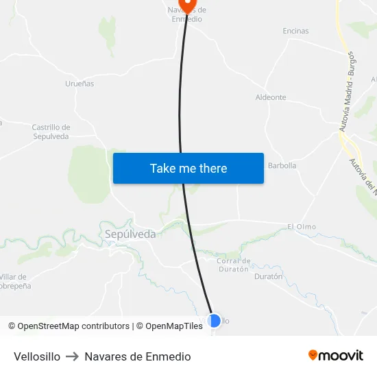 Vellosillo to Navares de Enmedio map