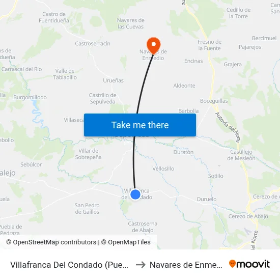 Villafranca Del Condado (Pueblo) to Navares de Enmedio map