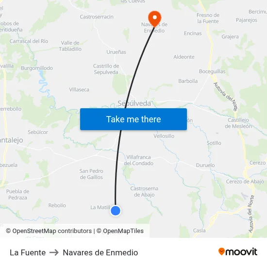 La Fuente to Navares de Enmedio map