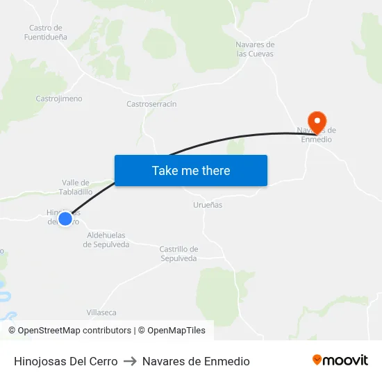 Hinojosas Del Cerro to Navares de Enmedio map