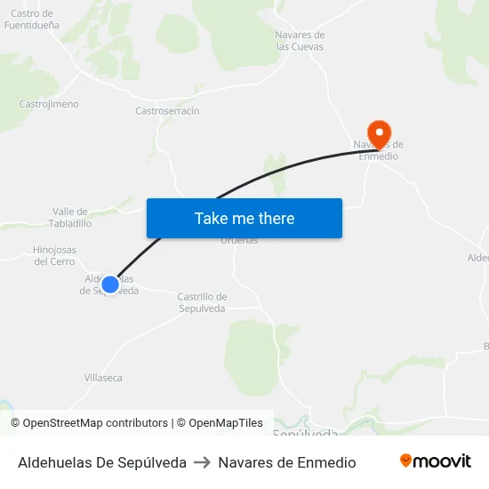 Aldehuelas De Sepúlveda to Navares de Enmedio map
