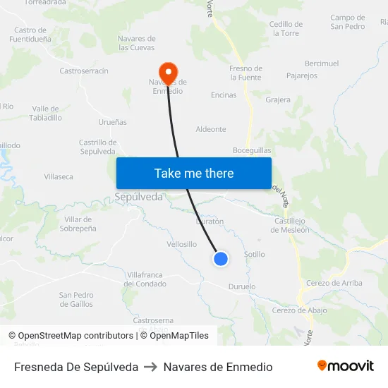 Fresneda De Sepúlveda to Navares de Enmedio map