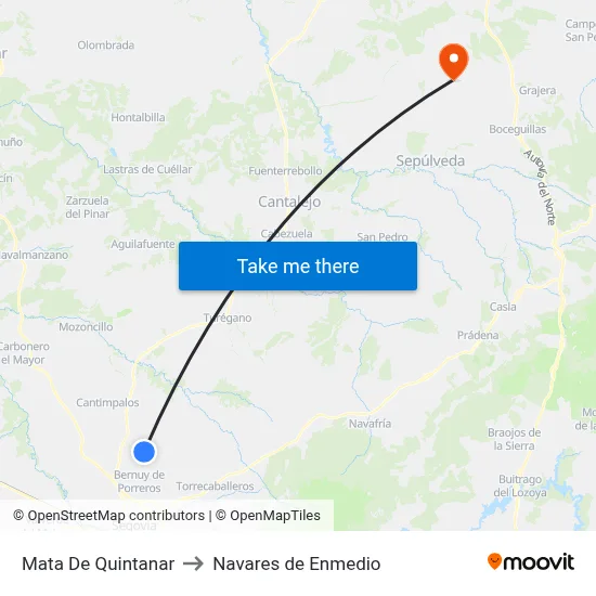 Mata De Quintanar to Navares de Enmedio map