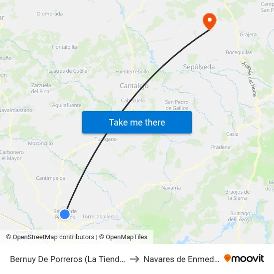 Bernuy De Porreros (La Tienda) to Navares de Enmedio map