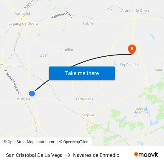 San Cristóbal De La Vega to Navares de Enmedio map