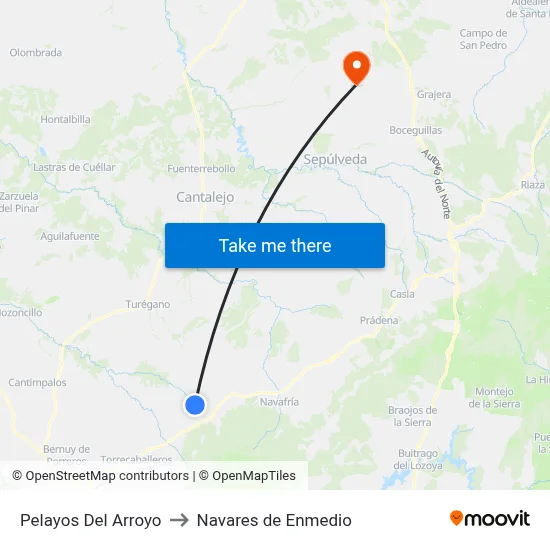 Pelayos Del Arroyo to Navares de Enmedio map