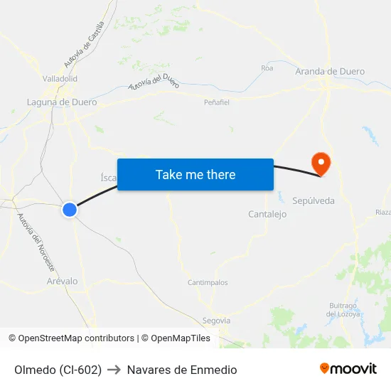 Olmedo (Cl-602) to Navares de Enmedio map