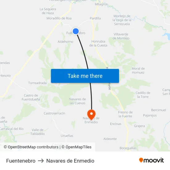 Fuentenebro to Navares de Enmedio map