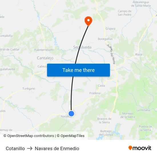 Cotanillo to Navares de Enmedio map
