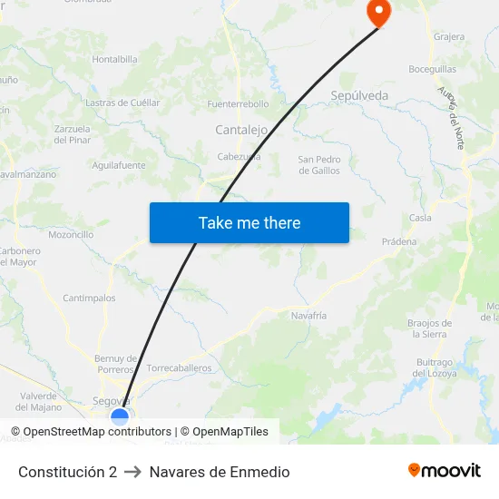 Constitución 2 to Navares de Enmedio map