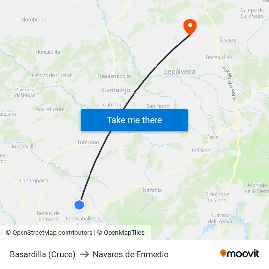 Basardilla (Cruce) to Navares de Enmedio map