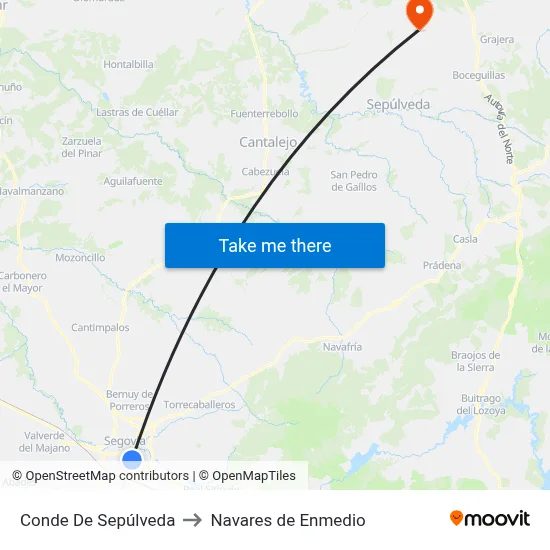 Conde De Sepúlveda to Navares de Enmedio map