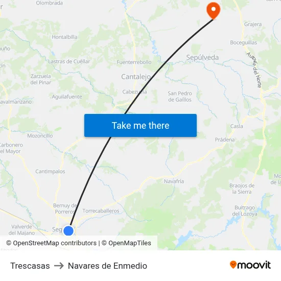 Trescasas to Navares de Enmedio map