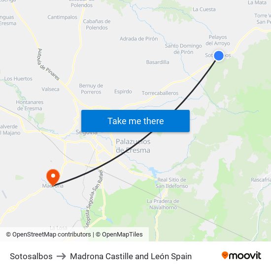 Sotosalbos to Madrona Castille and León Spain map