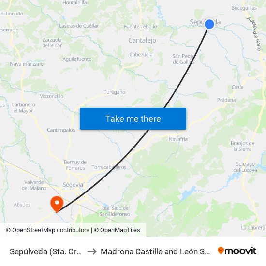 Sepúlveda (Sta. Cruz) to Madrona Castille and León Spain map