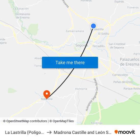 La Lastrilla (Poligono) to Madrona Castille and León Spain map