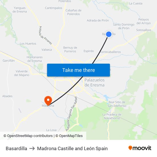 Basardilla to Madrona Castille and León Spain map