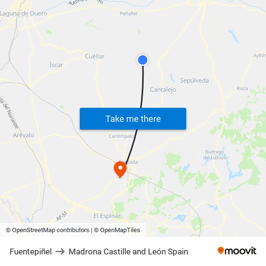 Fuentepiñel to Madrona Castille and León Spain map