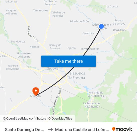 Santo Domingo De Pirón to Madrona Castille and León Spain map