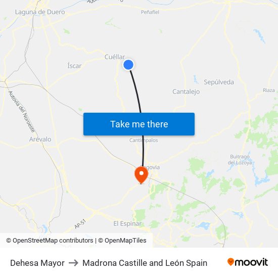 Dehesa Mayor to Madrona Castille and León Spain map