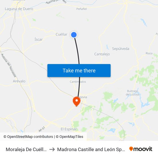 Moraleja De Cuéllar to Madrona Castille and León Spain map