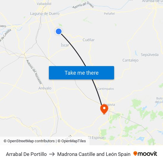 Arrabal De Portillo to Madrona Castille and León Spain map