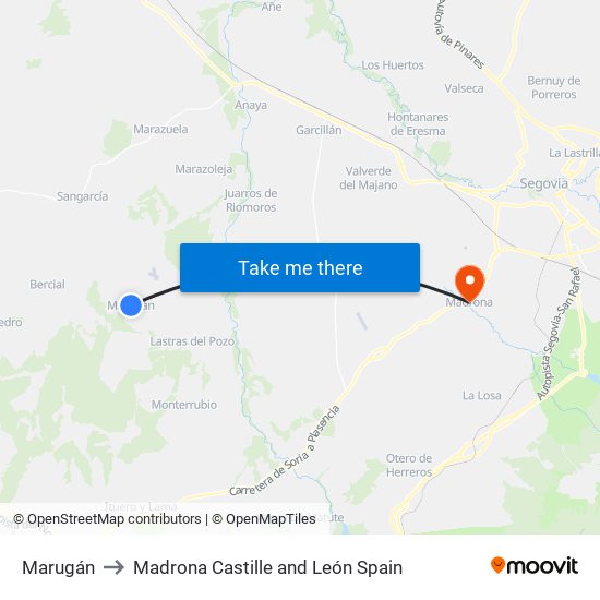 Marugán to Madrona Castille and León Spain map