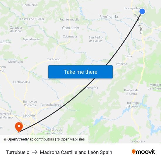Turrubuelo to Madrona Castille and León Spain map
