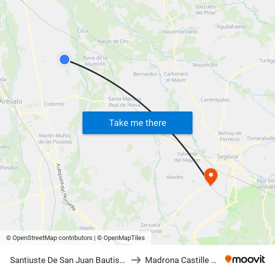 Santiuste De San Juan Bautista (Plaza Del Carmen) to Madrona Castille and León Spain map